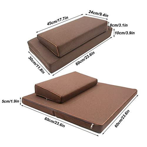 Portable Zabuton Meditation Cushion Set With Beautiful Bag, Large Rectangular Zen Pad And Foldable Square Floor Pillows For Adults, Yoga Mats, Washable Cover (23.6X23.6X1.9In, Brown) #TOP3