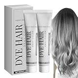 Coloration Grise Pour Cheveux Femme, Patine Teinture Cheveux Homme, Crème Colorante Pour Cheveux Gris Argenté - Teinture Permanente Pour Femme Et Homme, Pour Cheveux Gris Argenté (2PC)
