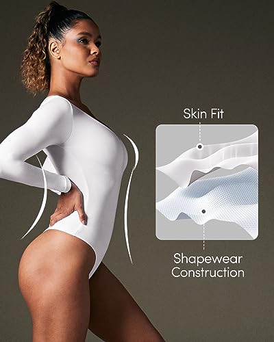Image of IUGA Bodysuits for Women Tummy Control Body Suits for Womens Compression Slimming Thong Bodysuit V Neck