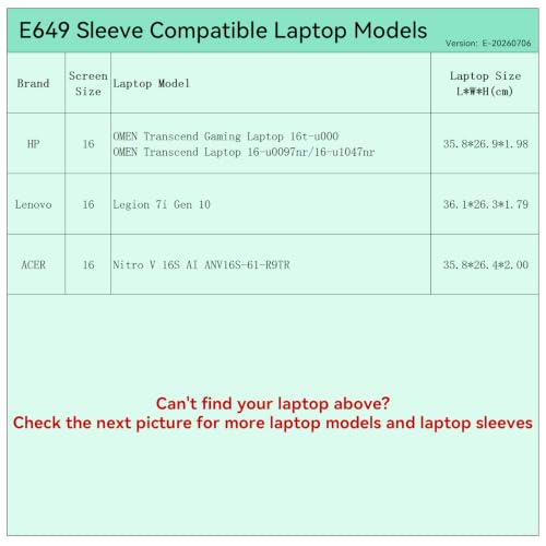 Image of Smatree Elite Laptop Sleeve for 16 inch HP OMEN Transcend Gaming Laptop 16t-u000 /16-u0097nr /16-u1047nr, Lenovo Legion 7i Gen 10, Acer Nitro V 16S AI ANV16S-61-R9TR, Protective Case with Pocket(E649)