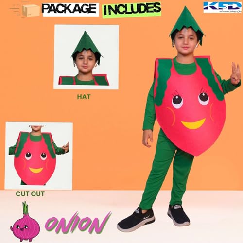 Image of Kaku Fancy Dresses Fruit and Vegetable Costume Paper Cutout with Cap For Kids | Healthy Food Costume For Boys & Girls (Tracksuit Not Included)