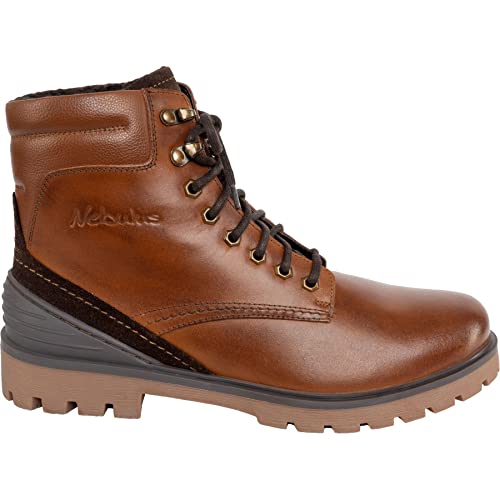 Nebulus Herren Winterstiefel NORDAS, warme Stiefel mit Merinowolle, Lederstiefel, hellbraun, Größe 46