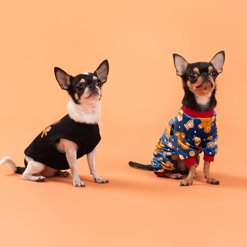 Image of Fitwarm Gingerbread Man Dog Pajamas, Christmas Clothes for Small Dogs Boy Girl, Funny Holiday Pet Outfit, Red, Blue, Brown, Small