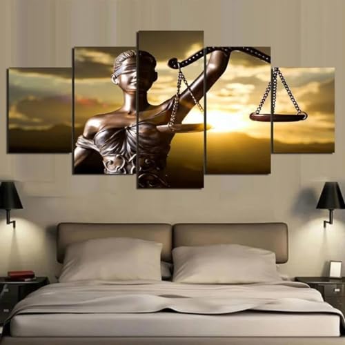 Échelle de la justice en impression sur toile 5 parties pour habiller un grand mur vide
