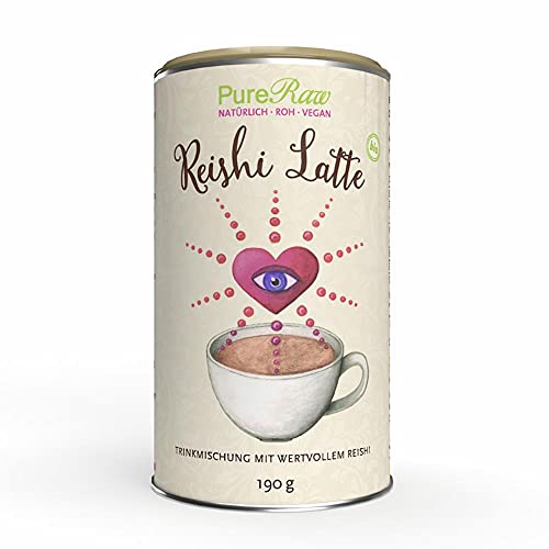 Reishi-Latte Getränkepulver (Bio Vegan Roh) Vitalpilz-Kaffeeersatz Pilzpulver Lucuma Getränk - Pilzkaffee-Ersatz Instant Koffeinfrei - Raw Organic Mushroom Powder Drink | PureRaw 1er-Pack (1x 190g) Cover