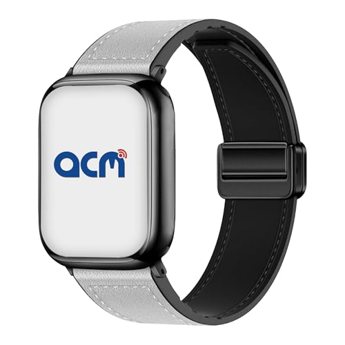 Image of ACM Watch Strap 20mm for Samsung Galaxy Watch Active 2 44mm Smartwatch | Leather Magnetic Silicone Belt Luxury Band