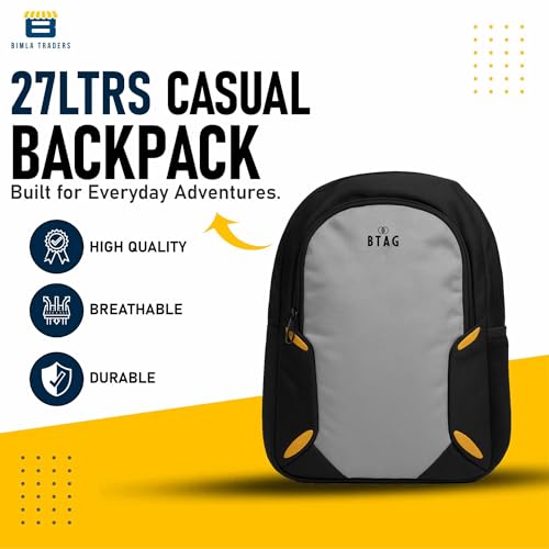 Image of Btag 27Ltrs Stylish Laptop & Casual Backpack | Water-Resistant, Comfortable, Lightweight & Trendy | Large Storage, Smooth Zippers, Spacious & Travel-Friendly | Ideal for Work, Study & Daily Use