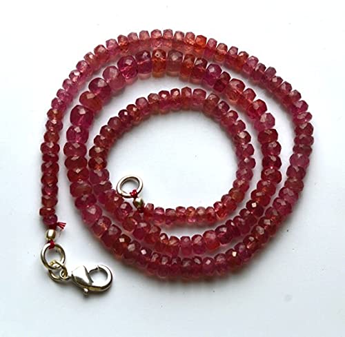 LKBEADS 1 sznurek naturalny 38 cm sznurek, najlepszy, naturalny różowy szafir fasetowane okrągłe koraliki naszyjnik 3,5 do 5,5 mm