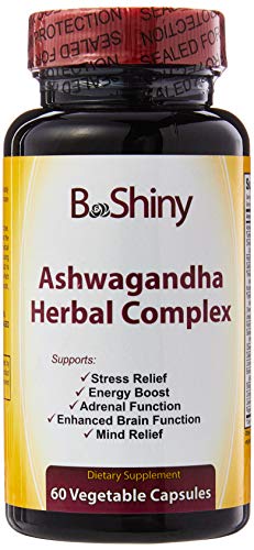 Complesso di erbe di Ashwagandha con supplemento di estratto di basilico di zenzero di curcuma al pepe nero per alleviare lo stress, anti-ansia, surrenale, umore e supporto della tiroide