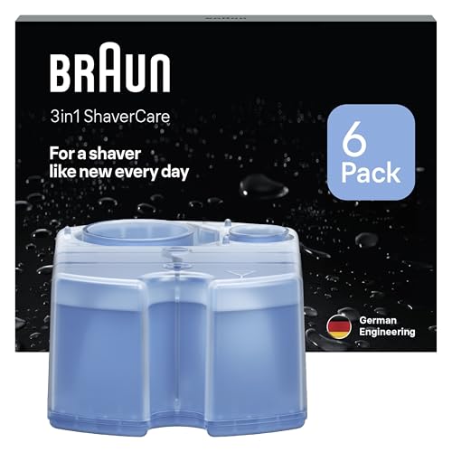 Braun 3in1 ShaverCare, Recharges 3-en-1, Originales, Pour Station SmartCare, Nettoie 10x Mieux Que L’eau, Formule Avec Un Parfum Frais De Citron, Pour Un Nettoyage...
