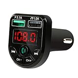 Toddmomy Doppel USB FM Transmitter Auto Funk Empfänger Freisprecheinrichtung Player für Fahrzeuge mit kabellosem Ladegerät und Kartenunterstützung