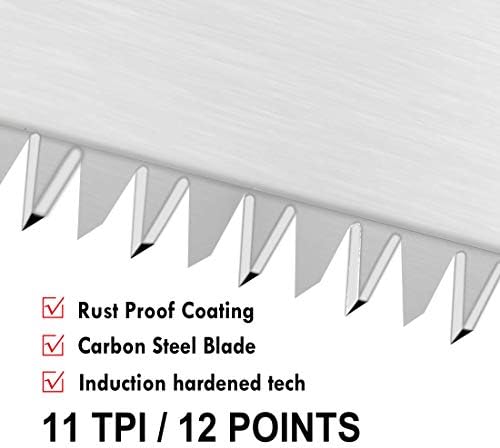 HAUTMEC 14 in. Universal Hand Saw - 11 TPI Fine Cuts Wood Saw - Professional Universal Saws for Wood, Laminate and Plastic - Crosscut Saw, HT0024