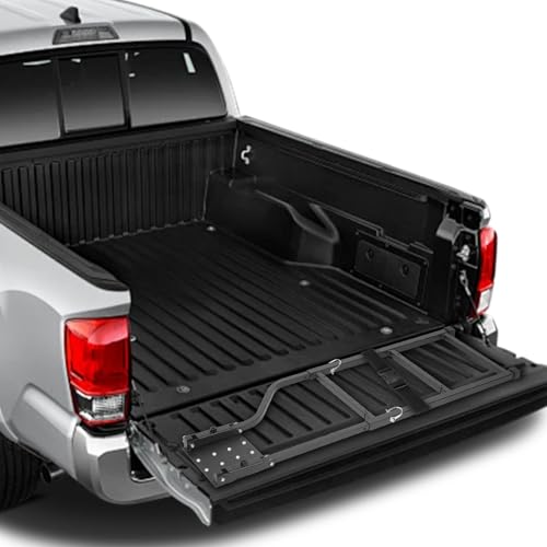 aleawol Heckklappenleiter für Pickup Truck, Verlängerung Klappbare Heckklappe Trittleiter mit Taping und Edelstahl Selbstschneidende Schrauben für die Meisten Pickups und LKWs