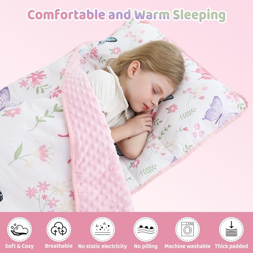 Image of Lasoftan Toddler Nap Mat with Pillow and Blanket, Extra Large Rolled Napping Mats,Slumber Bags for Boys Girls,Kids Sleeping Bag for Daycare, Preschool Travel Camping