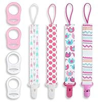 Set Di 4 Catenelle Portaciuccio Per Bambini - Con Clip Adattatore | Regalo Per Neonati Per Nascita, Battesimo E Compleanno