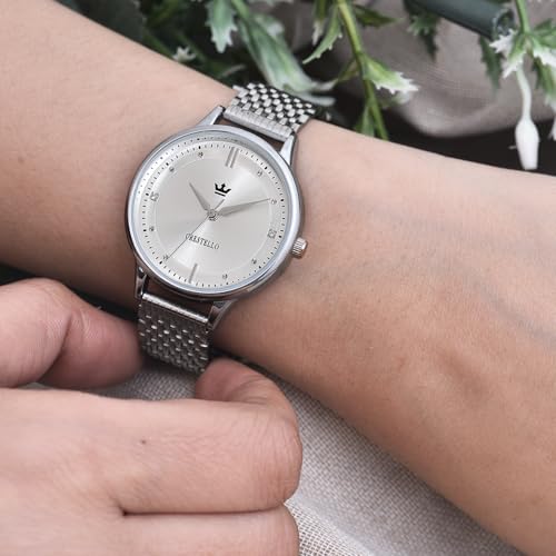 Image of CRESTELLO Stainless Steel Chain Analog Wrist Watch for Women (Silver /Pink /Green /Blue Dial) | CR-L154-CH