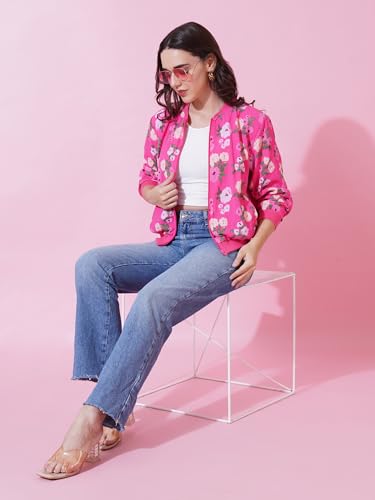 Image of 9 Impression Women's Printed Bomber Jackets | Full Zipper Regular Jacket | Casual Sweatshirt | Oversized Jackets for Women | Outdoor Office Wear Winter Jackets