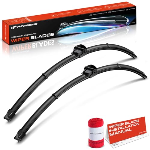 A-Premium Pack of 2 Windshield Wiper Blades with Wear Indicator & Towel - Compatible with Mercedes-Benz E350, E500, E55 AMG, E550, E63 AMG, S430, S500, S55 AMG - 26