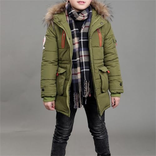 Boys Girls Winter Coat Hooded Warm Quilted Puffer Parka Jacket Kids Zip Up Solid Outerwear with Furry Hood Clothes3