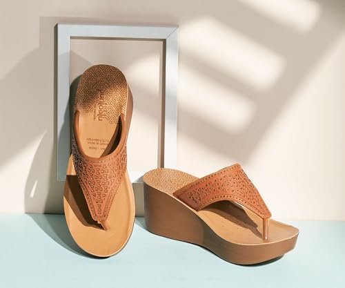 Image of puntoblu Embellished Ultra Comfort Platform Heels for Women | Comfortable Padded Footbed | Anti-Skid & Durable High Heel Slippers for Girls | Ideal for Casual, Party & Ethnic Wear