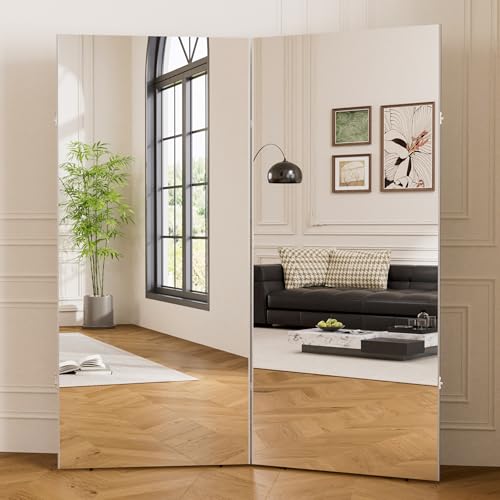 brisafe 71"x 63" Ultra-Light Foldable Floor Mirror with 360° Folding Design, Space-Saving Full-Length Mirror for Home Gym/Yoga/Dance Studio & Commercial Use, 60% Insurance Savings, Black