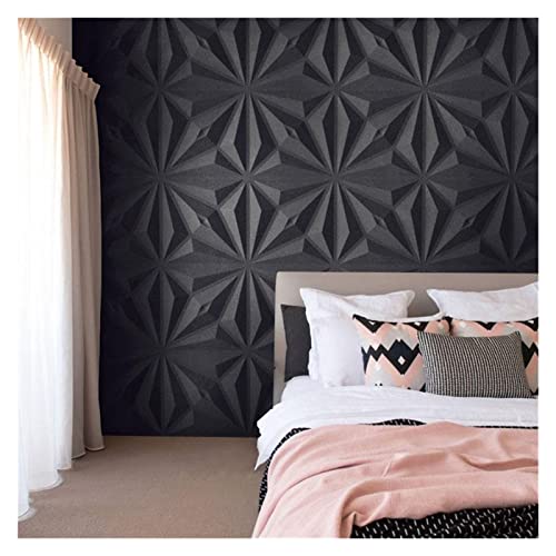 K&F-qianzhi Paneles De Pared 3D, Panel De Decoración De PVC con Diseño De Pared De Diamante Blanco Moderno, Paquete De 50X50cm De 12 Azulejos 3㎡ (Color : Negro) Cover