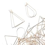 JETEHO 40pcs 4 Styles Teardrop&Triangle Beading Hoop Earring Finding with Loop for Add Beads for Earring DIY Craft(Gold/Silver)