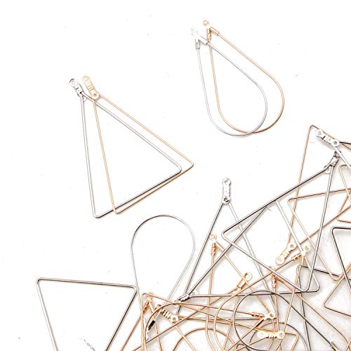 JETEHO 40pcs 4 Styles Teardrop&Triangle Beading Hoop Earring Finding with Loop for Add Beads for Earring DIY Craft(Gold/Silver)