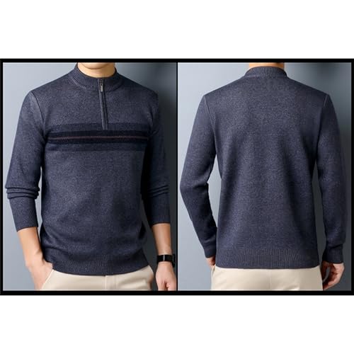 Men's Warm Quarter Zip Sweater Casual Mock Neck Retro Pullover Slim Fit Lightweight Cotton Sweaters3