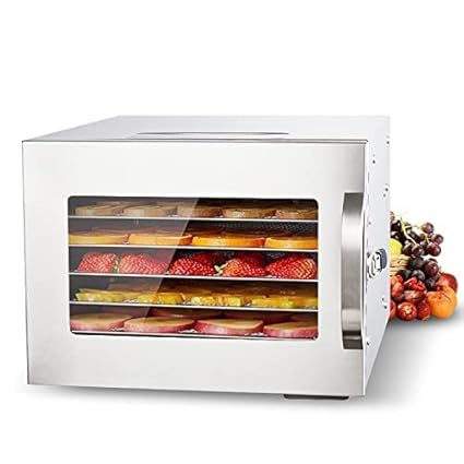 HOSHILA172 Food Dehydrator 6 Trays 500W Stainless Steel Jerky Machine with 30-90 Temp Control 24H Timer Electric Fruit Dryer for Herbs Pet Food Vegetables Meat Drying Machine