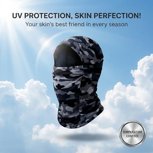 Image of UV-Protected Full Face Mask for Men and Women, Breathable Helmet Liner, Sweat Absorbing, Odour-Free, 4-Way Stretch, Sun & Dust Protection - Perfect for Bike Riding