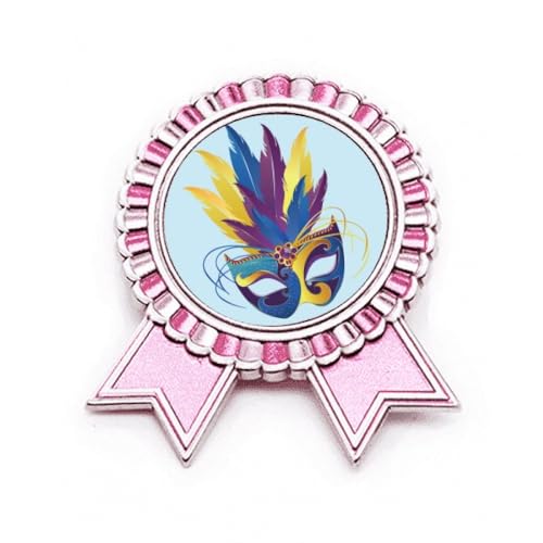 Broche plume bleue Venise en métal rose de haute qualité