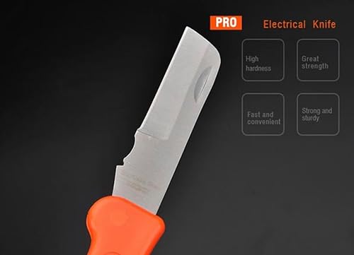 Miniatura 2 de Edward Tools Cuchillo de hoja recta para electricista  Cuchillo utilitario de diseño plegable Lockback  Acero inoxidable  Pelacables, aislamiento de