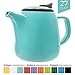 Tealyra - Daze Ceramic Teapot Turquoise - 27-ounce (2-3 cups) - Small Stylish Ceramic Teapot with Stainless Steel Lid - Extra-Fine Infuser To Brew Loose Leaf Tea