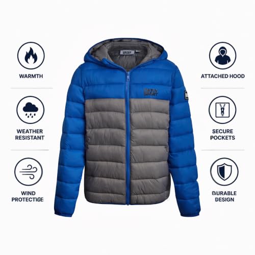 Image of DKNY Boys Winter Jacket, Midweight Puffer Coat, Weather Resistant, Hooded