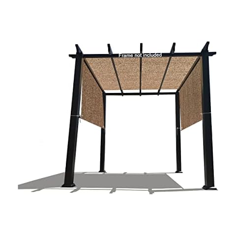 Universal Pergola Replacement Canopy Shade Cover with Breathable HDPE Fabric & Rod Pockets for 10 x 10 FT Pergola, Canopy Size: 192'' L x 106'' W (Walnut) Cover