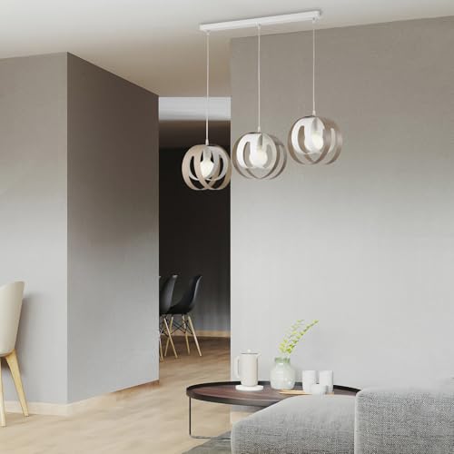 Suspension Tobias au design épuré avec diffuseurs laser en fer blanc