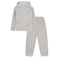 Girls Grey Leopard Print Long Fleece Pyjama Set (11-12 Years)