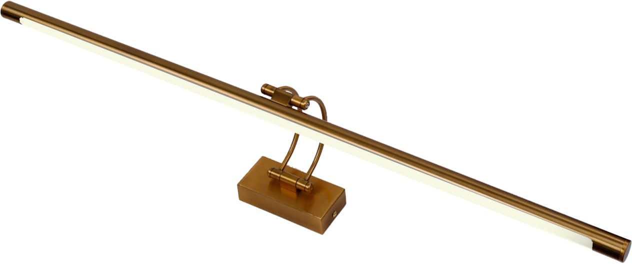 Applique LED da parete per illuminare quadri, specchi, murales, 16 W stile tradizionale ed elegante, tono di luce calda 3000 K, finitura Oro antico, articolato. 90 cm