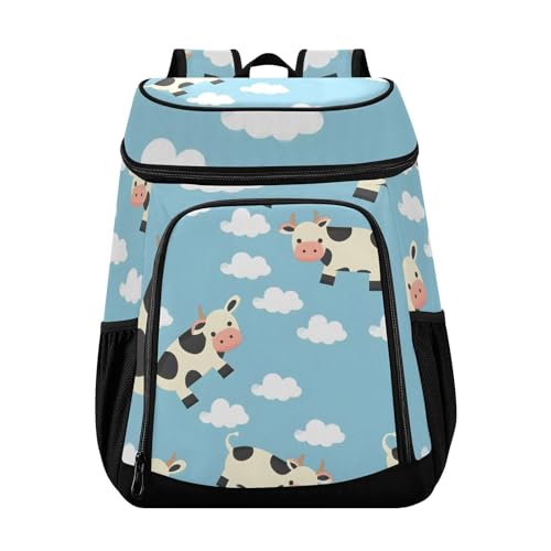 Cows Farm White Clouds Cooler Backpack Cooler Insulated Leak Proof Lunch Backpack 36 Cans Waterproof Soft for Men Women Picnic Hiking Camping Beach