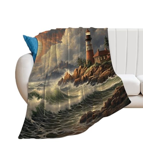 Couverture flanelle extra large de qualité supérieure motif vagues pour sofa