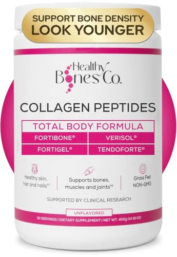 FORTIBONE Premium Bone Health Collagen Peptides w/FORTIGEL VERISOL & TENDOFORTE Clinically-Supported for Bones Joints Skin Hair Nails Hydrolyzed Collagen Anti-Aging Formula (30 Servings)
