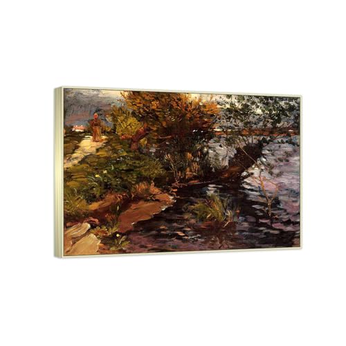 Tableau Willows by the Yerres Caillebotte pour sublimer votre salon avec un cadre champagne