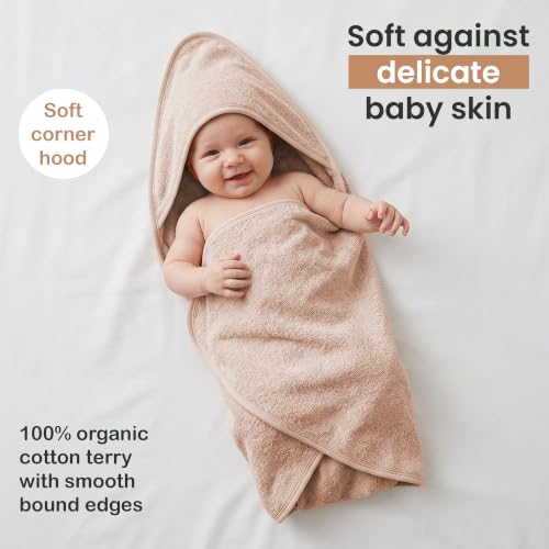 Image of 100% Organic Cotton Woven Hooded Baby Bath Towels Gift 31x31 inch