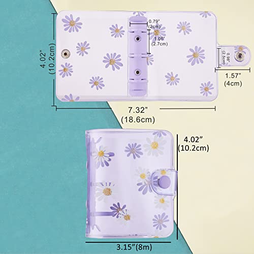 Harphia Mini Budget Binder With Zipper Envelopes & Expense Budget Sheets,Transparent Money Binder With Cash Envelopes For Budgeting And Saving Money Pocket Binders Purple Daisy 148-Pu #TOP4