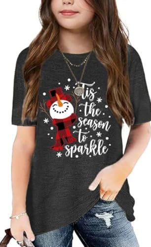 Image of Graphic Tees for Girls Kids Summer Tops Crewneck Short Sleeve T Shirt 5-14 Years
