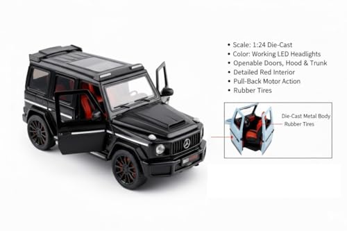 Image of WORSHIPER 1:24 Scale G800 Luxury SUV Diecast Model Car with Opening Doors, Light & Sound, Pull-Back Action | Metal Alloy Toy Car for Kids & Collectors(Multicolor)