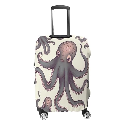 Housse de valise élastique pieuvre blanche taille S en polyester lavable - 4