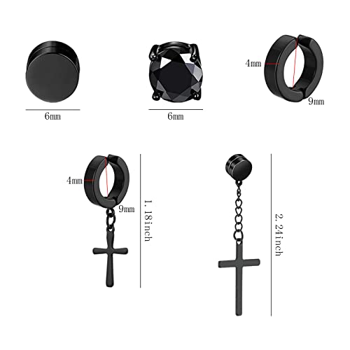 Image of NEWITIN 15 Pairs Magnetic Stud Earrings for Men Stainless Steel Magnetic Earrings Men Clip on Earrings Non Piercing Cross Earrings Unisex CZ Hoop Dangle Magnetic Earrings for Men Women