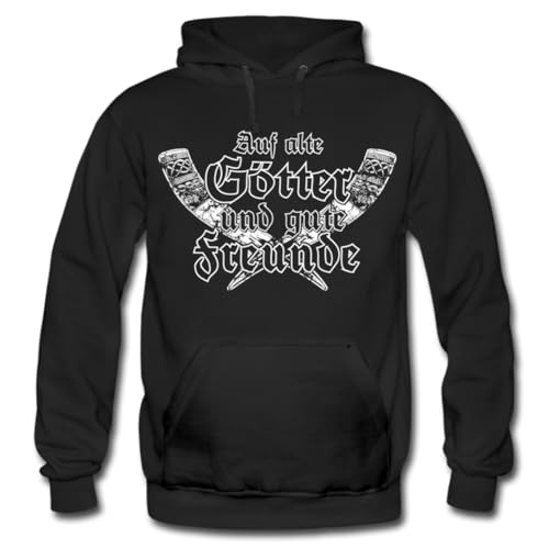 Auf alte Götter und Gute Freunde - Hoodie/Pullover S-XXL (DE/NL/SE/PL Alphanumerisch L Regular Regular schwarz)